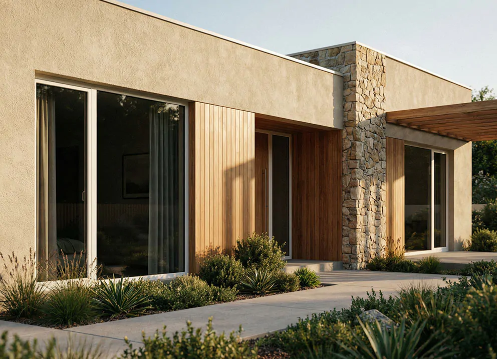 Fassade eines Hauses im minimalistischen Stil