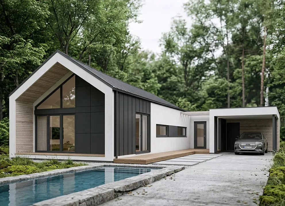 modernes Haus mit Fenstern von Pava